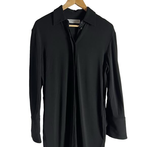 MM LaFleur Black Long Sleeve Collared Button Front Shirt Midi Dress Size 4 - Picture 2 of 10